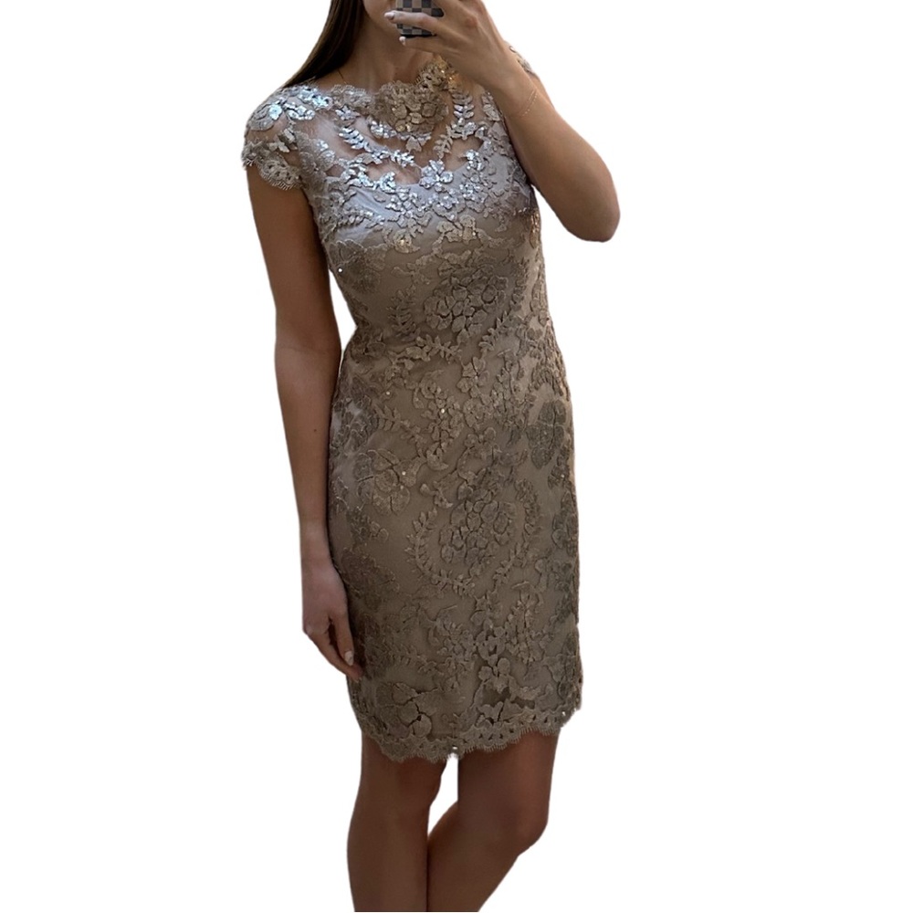 Tadashi Shoji Taupe Cocktail Dress | US 2